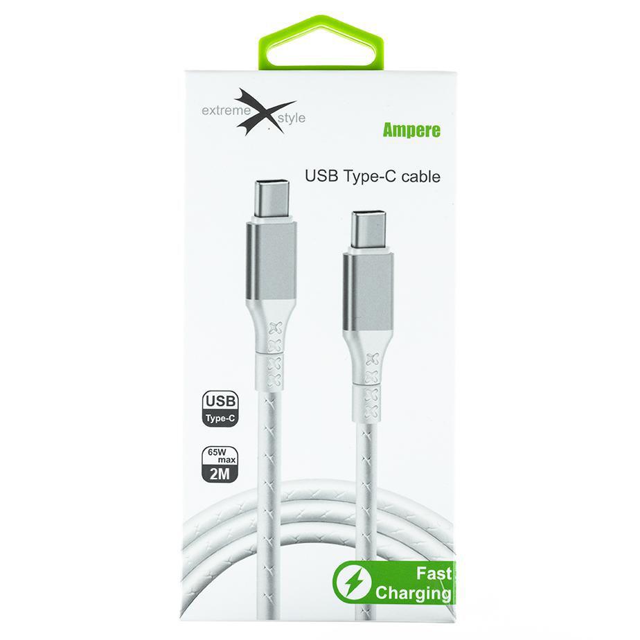 Reinforced cable Ampere USB type-C - USB type-C - eXtremestyle® - 2 m - white