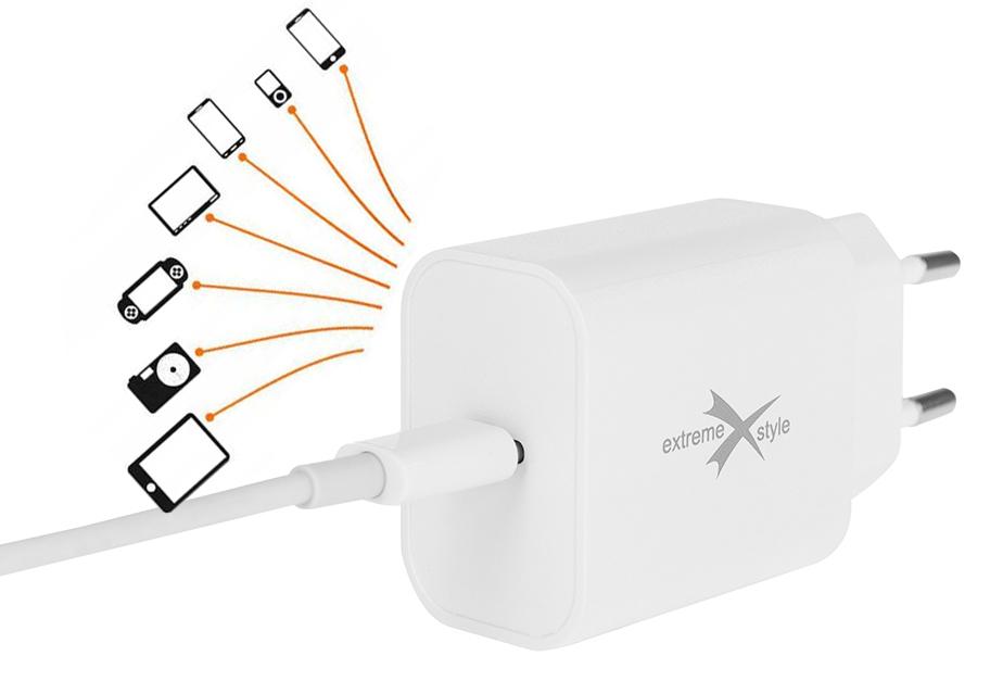 Ładowarka sieciowa eXtreme® USB Typ-C + kabel USB Typ-C - PD - 25W - TC25C+CC