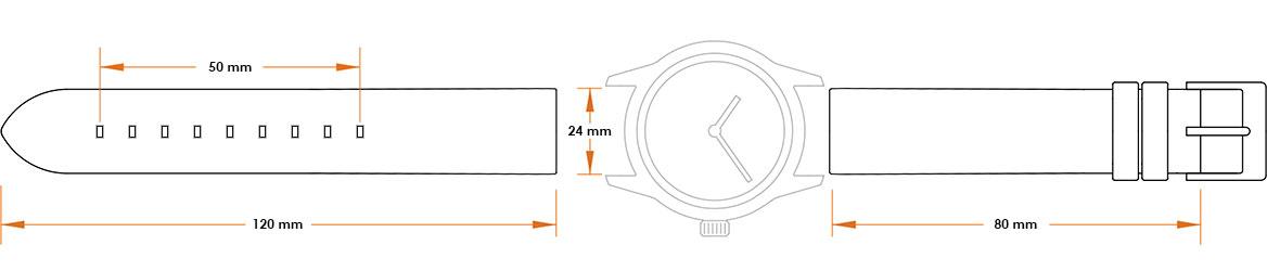 Pasek silikonowy Z02 - czarny - srebrna nić - 24 mm