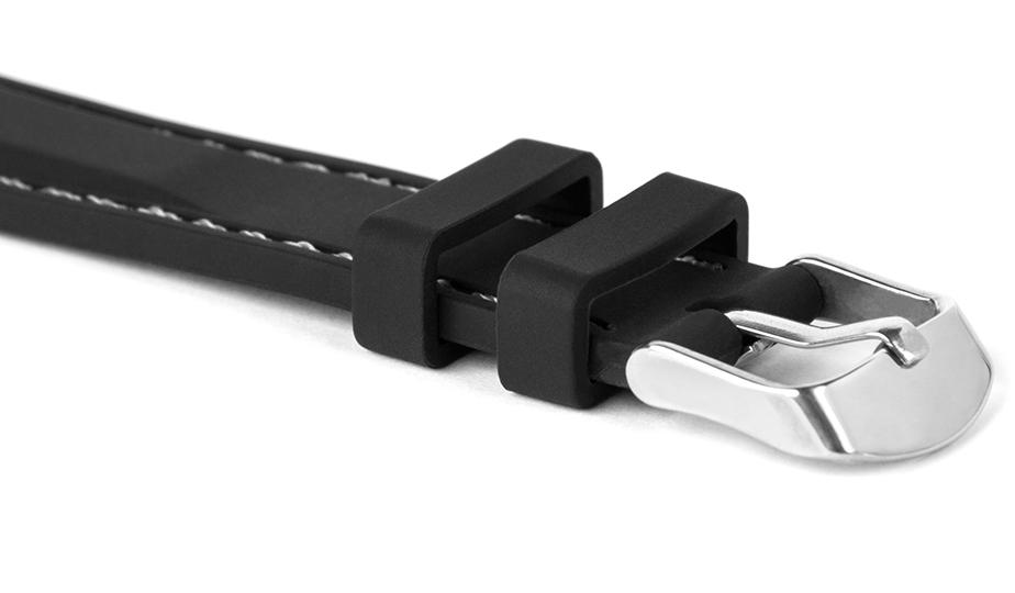 Pasek silikonowy Z02 - czarny - srebrna nić - 24 mm