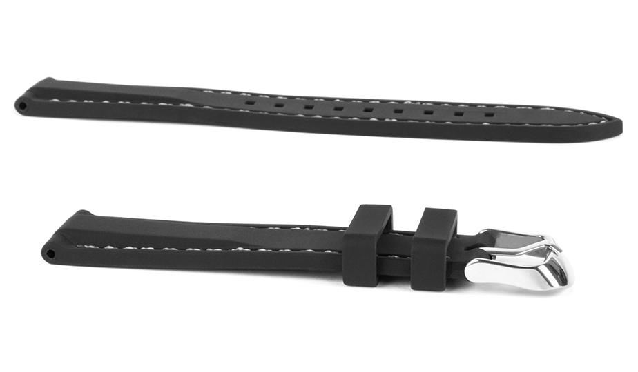 Pasek silikonowy Z02 - czarny - srebrna nić - 24 mm