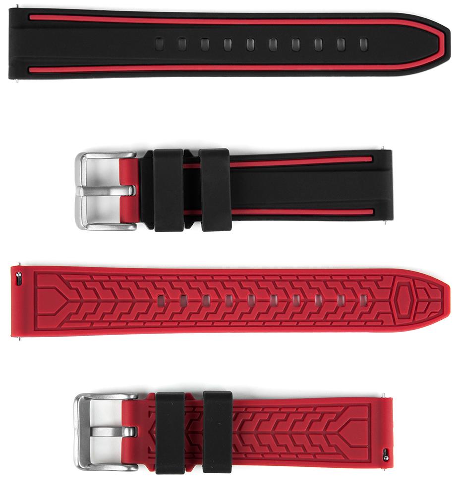 Pasek silikonowy Z04 - czarno-ciemnoczerwony - 20 mm