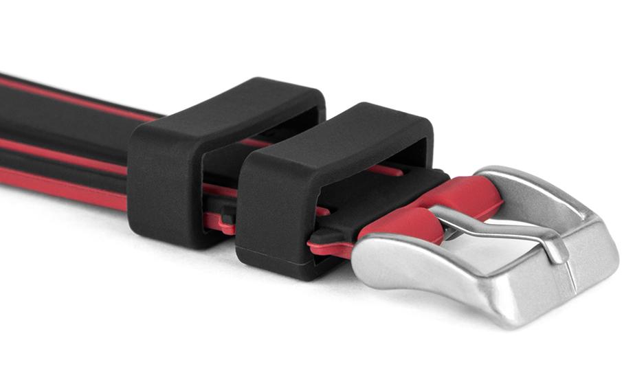 Pasek silikonowy Z04 - czarno-ciemnoczerwony - 20 mm