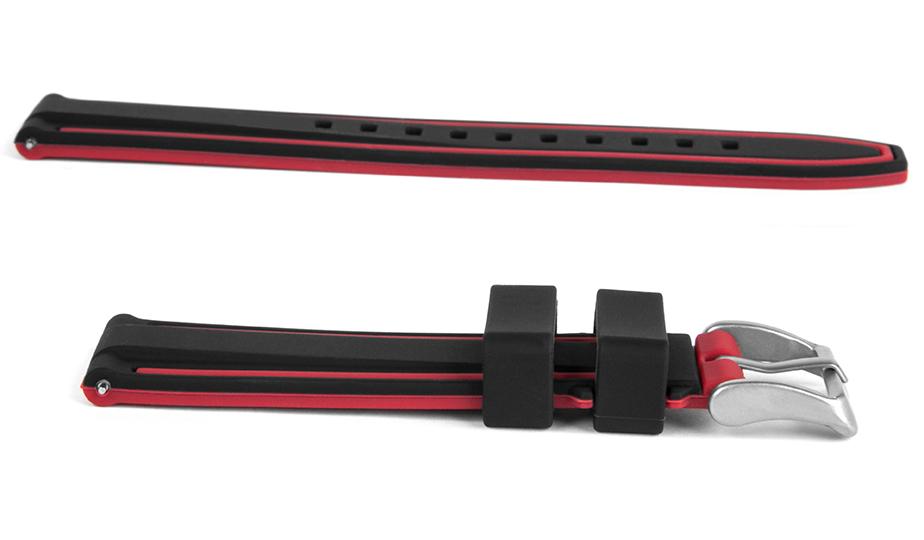 Pasek silikonowy Z04 - czarno-ciemnoczerwony - 20 mm