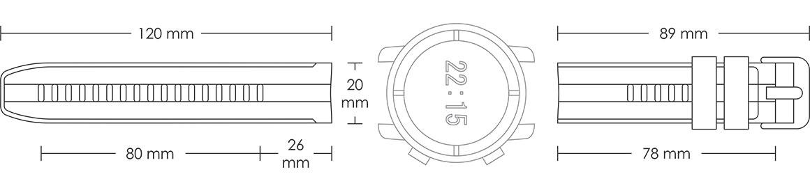 Pasek silikonowy Z06 - czarno-niebieski - 20 mm