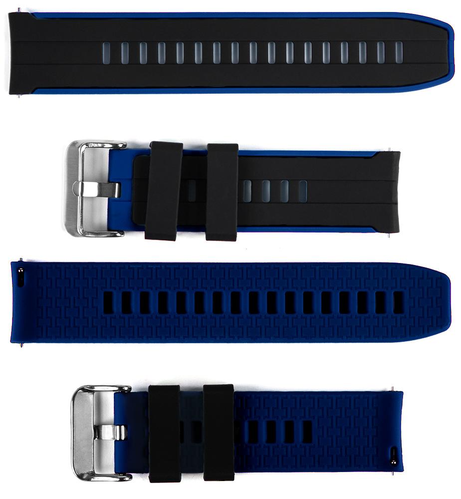 Pasek silikonowy Z06 - czarno-niebieski - 20 mm