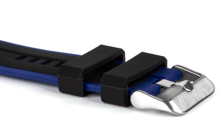 Pasek silikonowy Z06 - czarno-niebieski - 20 mm