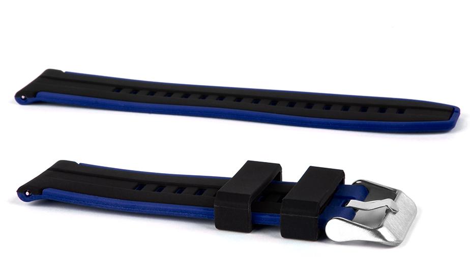 Pasek silikonowy Z06 - czarno-niebieski - 20 mm