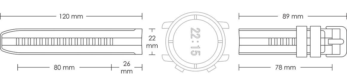 Pasek silikonowy Z08 - czerwono-czarny - 22 mm