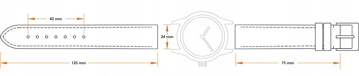 Leather strap C1 - pink - 24 mm