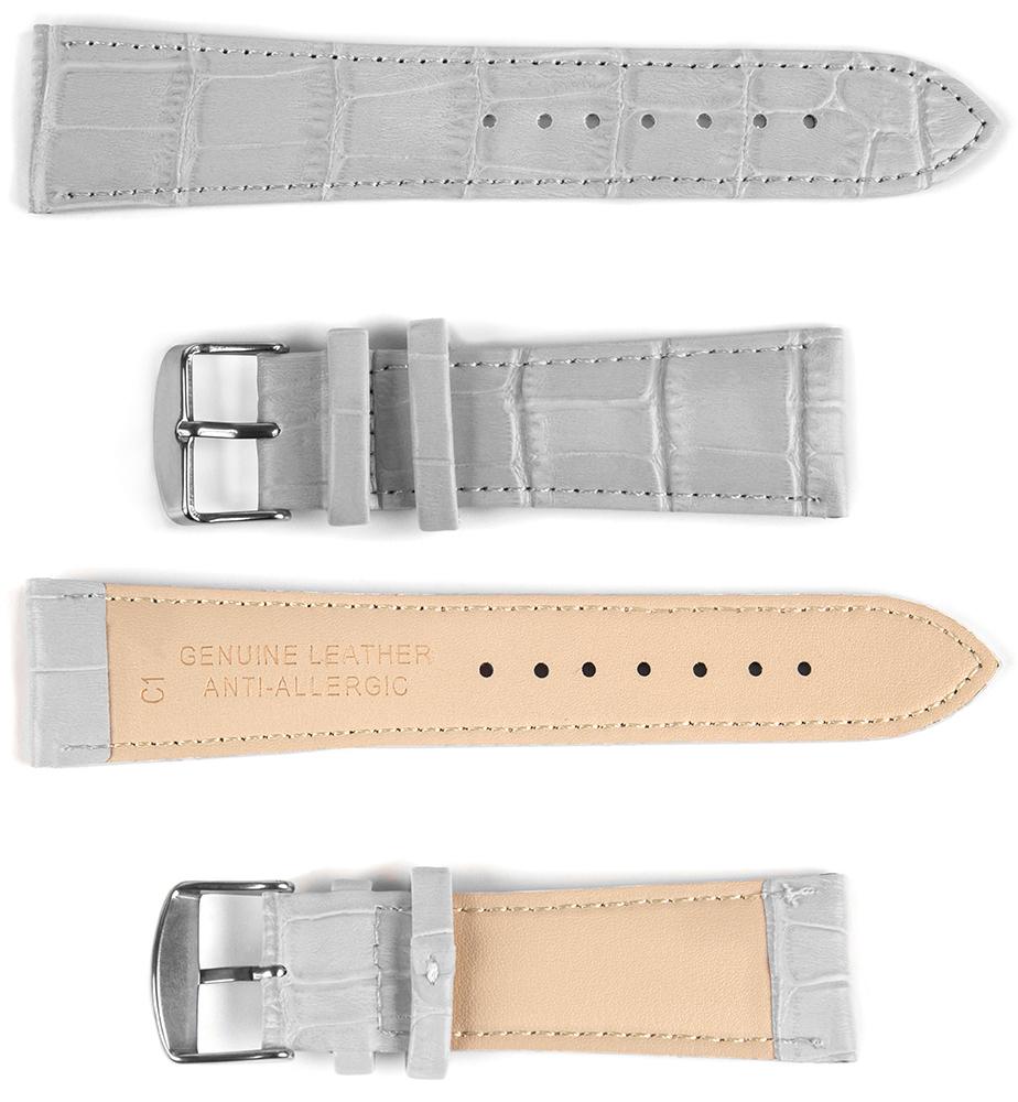 Pasek skórzany C1 - szary - 18 mm