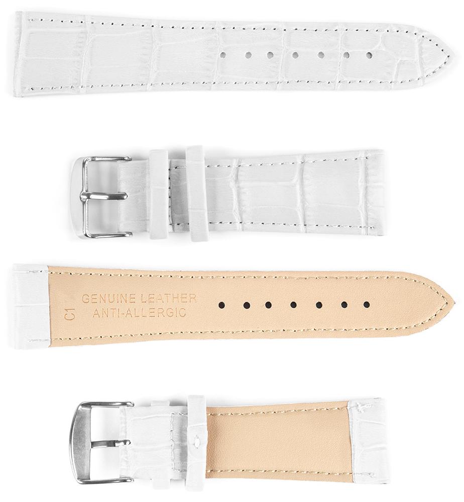 Pasek skórzany C1 XL - biały - 18 mm