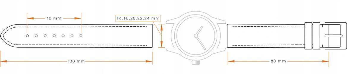 Pasek skórzany C1 XL - czerwony - 24 mm