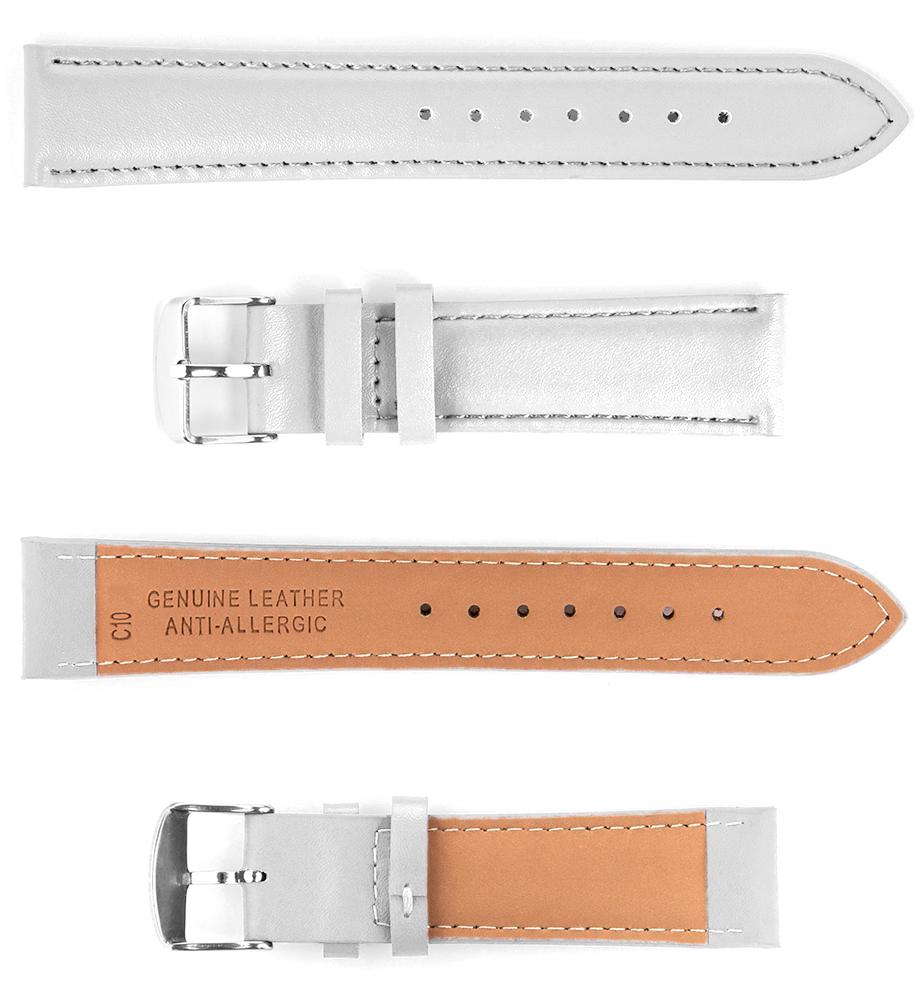 Pasek skórzany C10 - biały - 16 mm