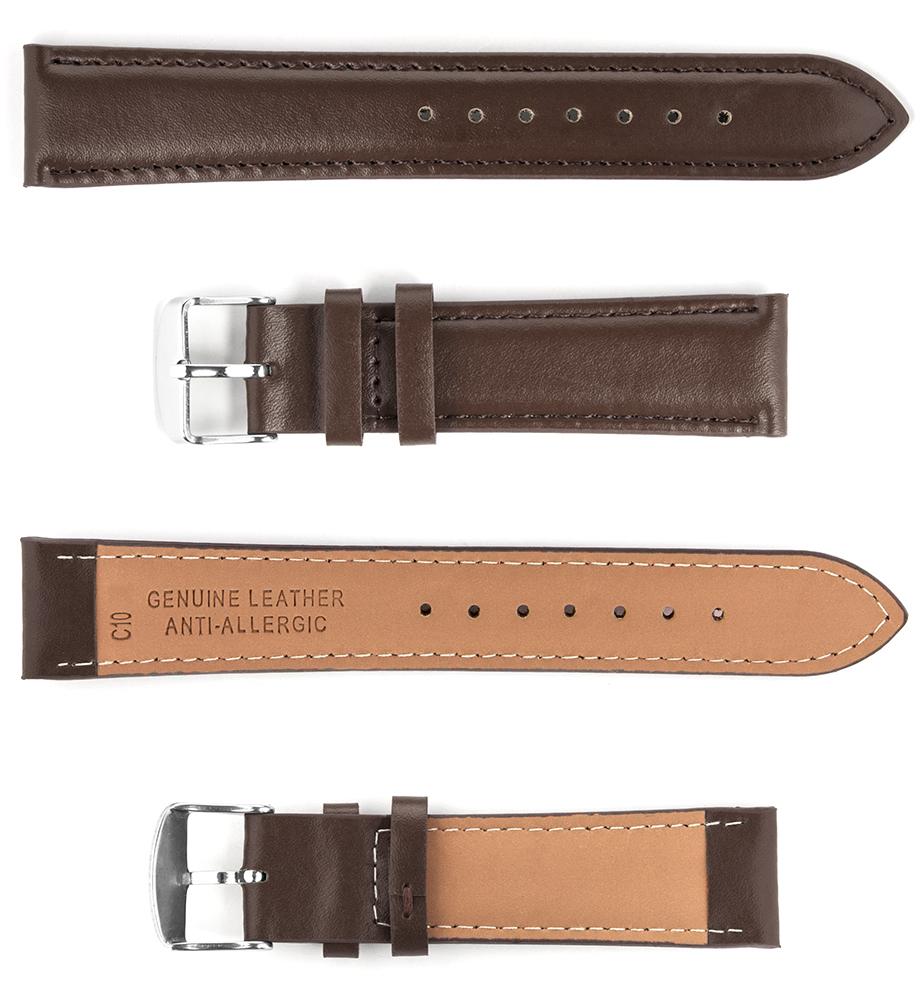 Pasek skórzany C10 - ciemny brąz - 24 mm