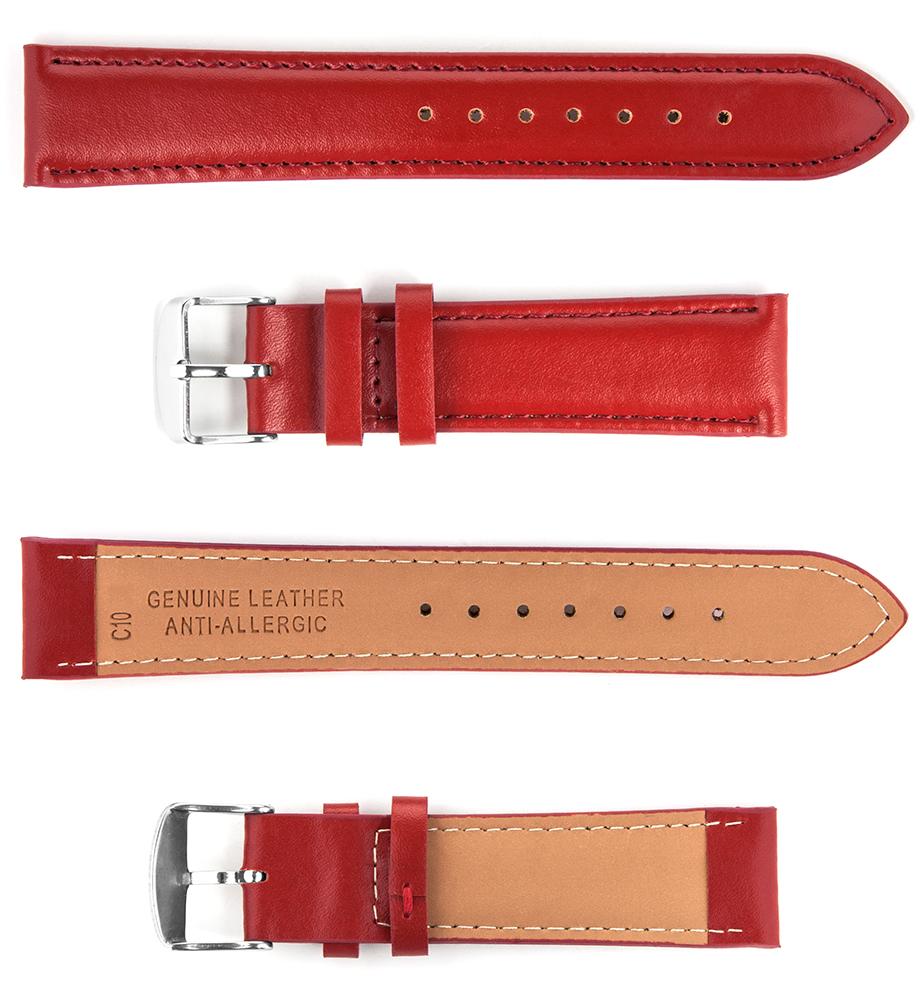 Pasek skórzany C10 - czerwony - 10 mm