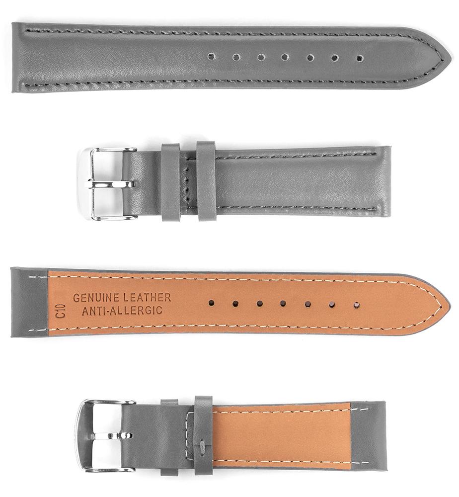 Pasek skórzany C10 - szary - 10 mm