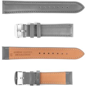 Pasek skórzany C10 - szary - 18 mm