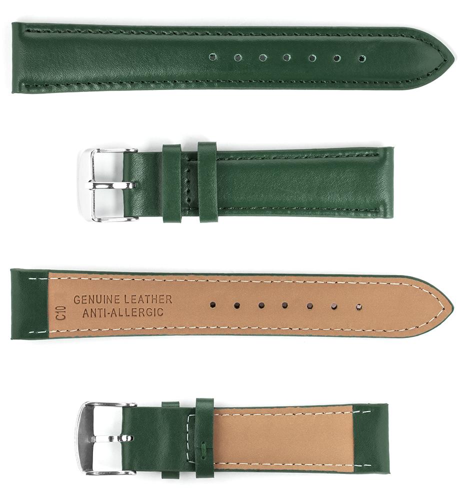 Pasek skórzany C10 - zielony - 18 mm