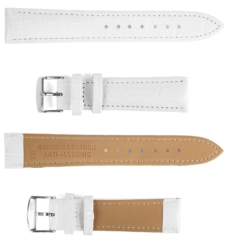 Pasek skórzany C11 - biały - 14 mm