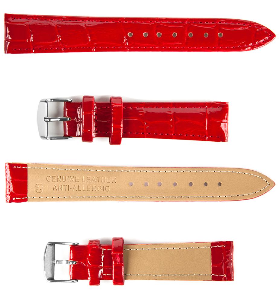 Pasek skórzany C11 - czerwony - 18 mm