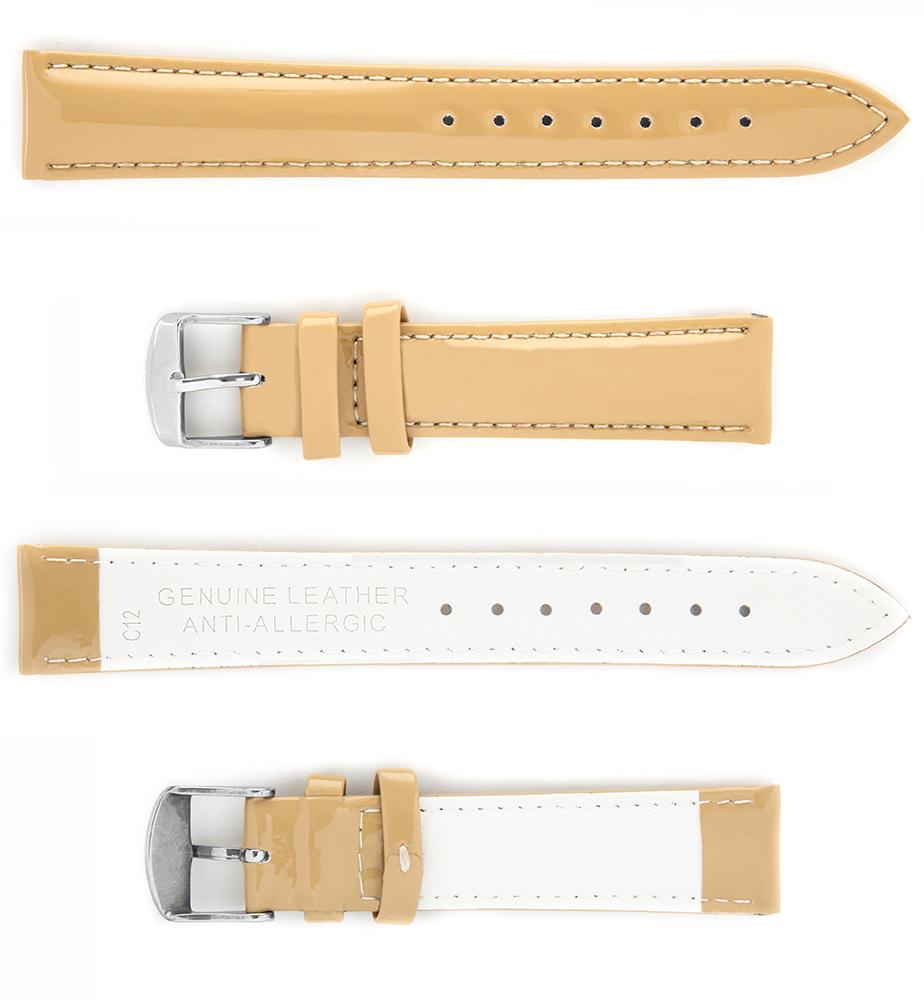 Pasek skórzany C12 - beżowy - 16 mm