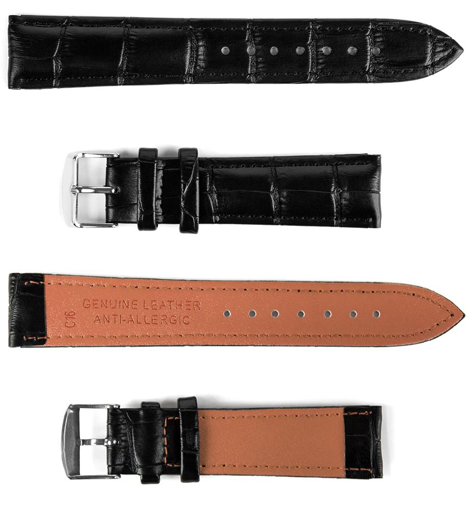 Pasek skórzany C16 - czarno-brązowy - 14 mm