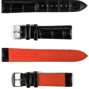 Pasek skórzany C16 - czarno-pomarańczowy - 20 mm
