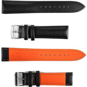 Pasek skórzany C17 - czarno-pomarańczowy - 14 mm