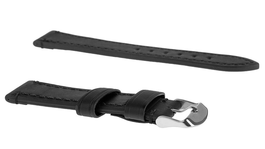 Pasek skórzany C18 - czarny - czarna nić - 22 mm