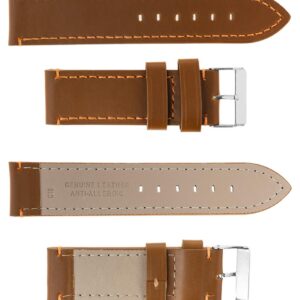 Pasek skórzany C18 - jasnnobrązowy - brązowa nić - 24 mm