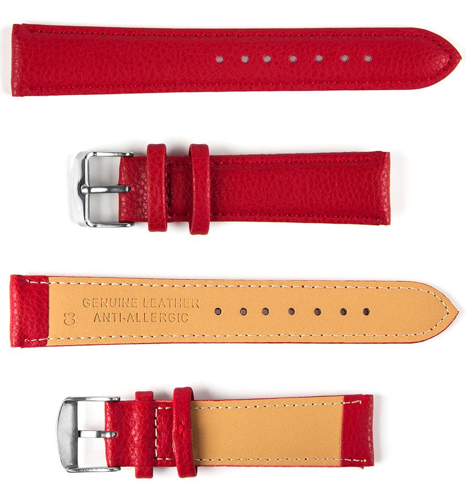 Pasek skórzany C3 - czerwony - 18 mm