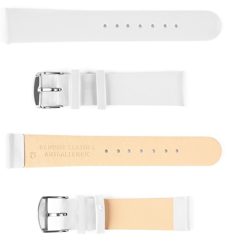 Pasek skórzany C5 - biały - 12 mm