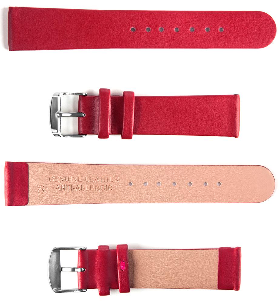 Pasek skórzany C5 - czerwony - 16 mm