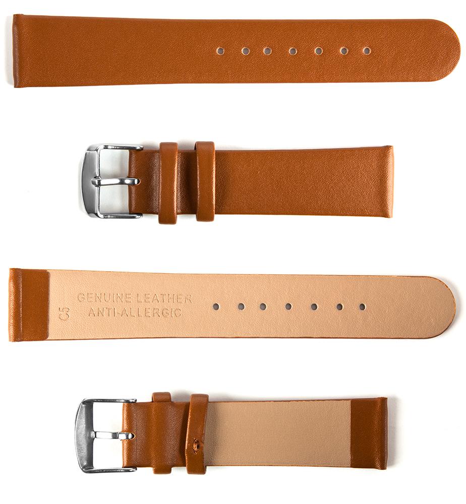 Pasek skórzany C5 - jasny brąz - 18 mm