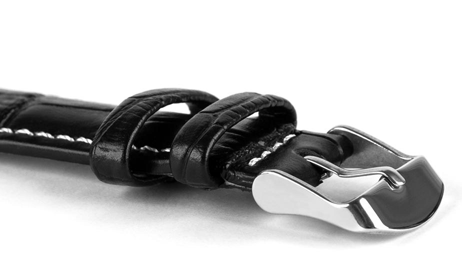 Pasek skórzany C6 - czarno-biały - 24 mm