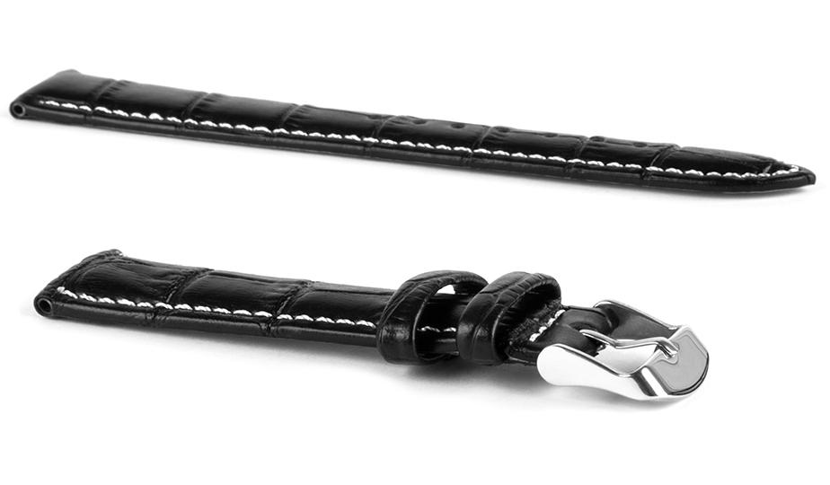 Pasek skórzany C6 - czarno-biały - 22 mm