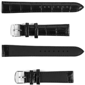 Pasek skórzany C6 - czarno-czarny - 20 mm