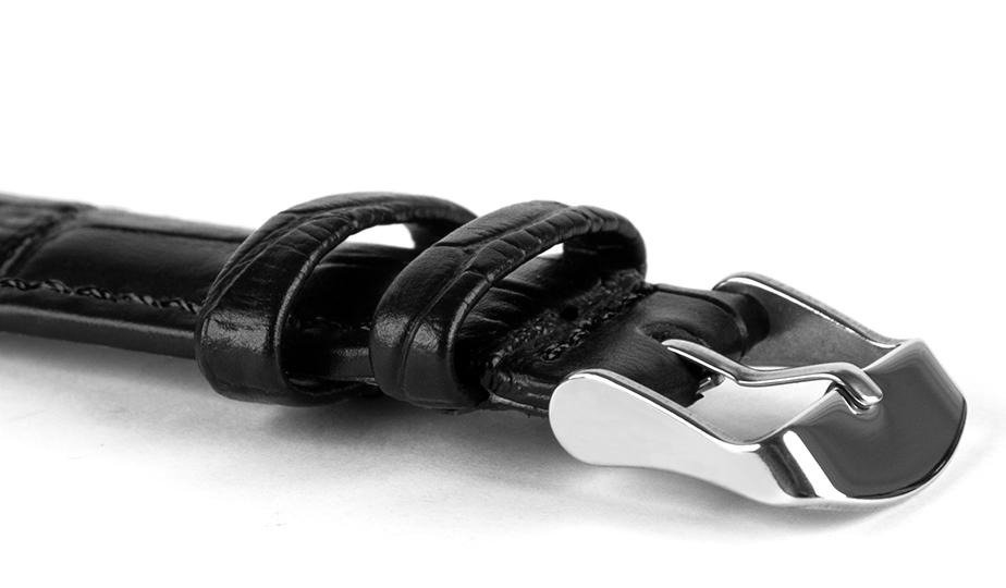 Pasek skórzany C6 - czarno-czarny - 22 mm