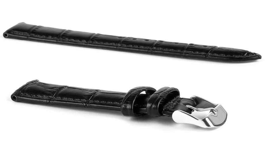 Pasek skórzany C6 - czarno-czarny - 24 mm