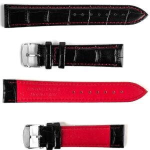 Pasek skórzany C6 - czarno-czerwony - 22 mm