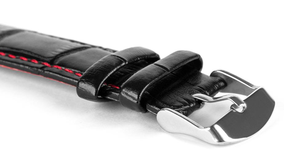 Pasek skórzany C6 - czarno-czerwony - 20 mm