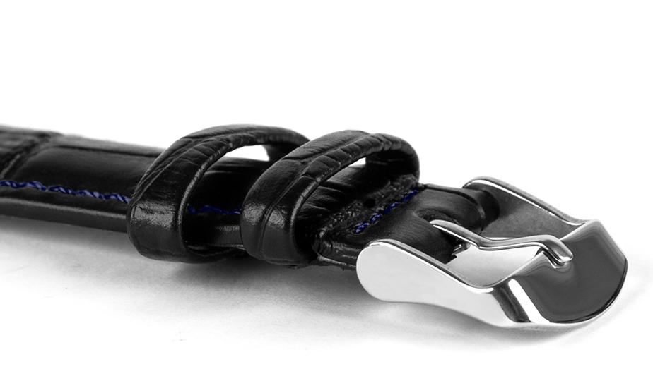 Pasek skórzany C6 - czarno-granatowy - 18 mm