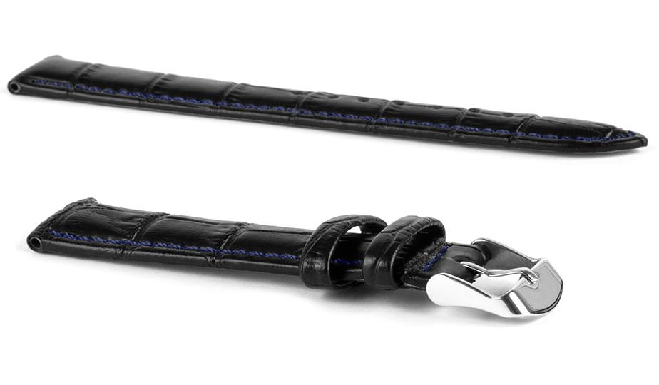 Pasek skórzany C6 - czarno-granatowy - 18 mm