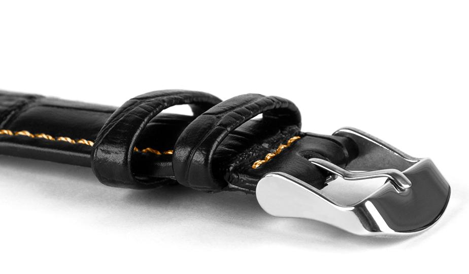 Pasek skórzany C6 - czarno-pomarańczowy - 20 mm