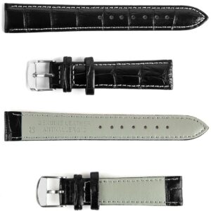 Pasek skórzany C6 - czarno-szary - 22 mm