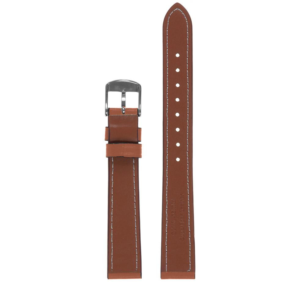 Pasek skórzany SuperFiber C21XL - ciemny brąz - biała nić - 22 mm