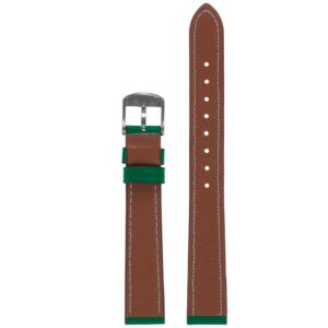 Pasek skórzany SuperFiber C21XL - zielony - biała nić - 22 mm