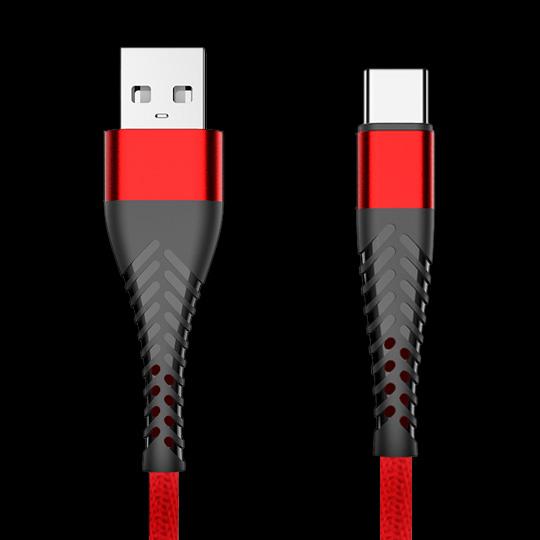 Braided cable eXtreme® Spider USB - USB type-C 1 m - red