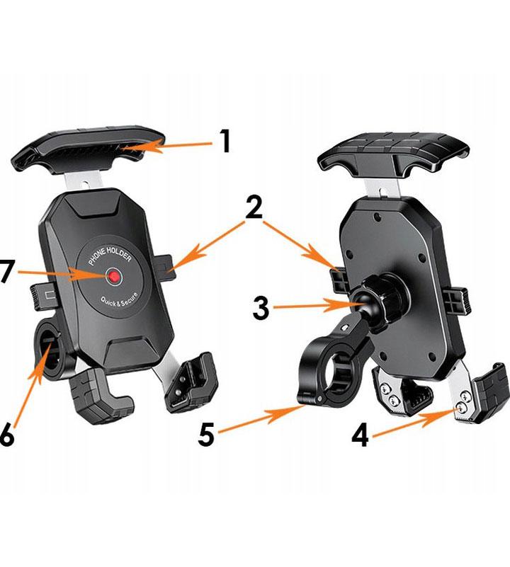 Uchwyt motocyklowy na telefon - R15-metal